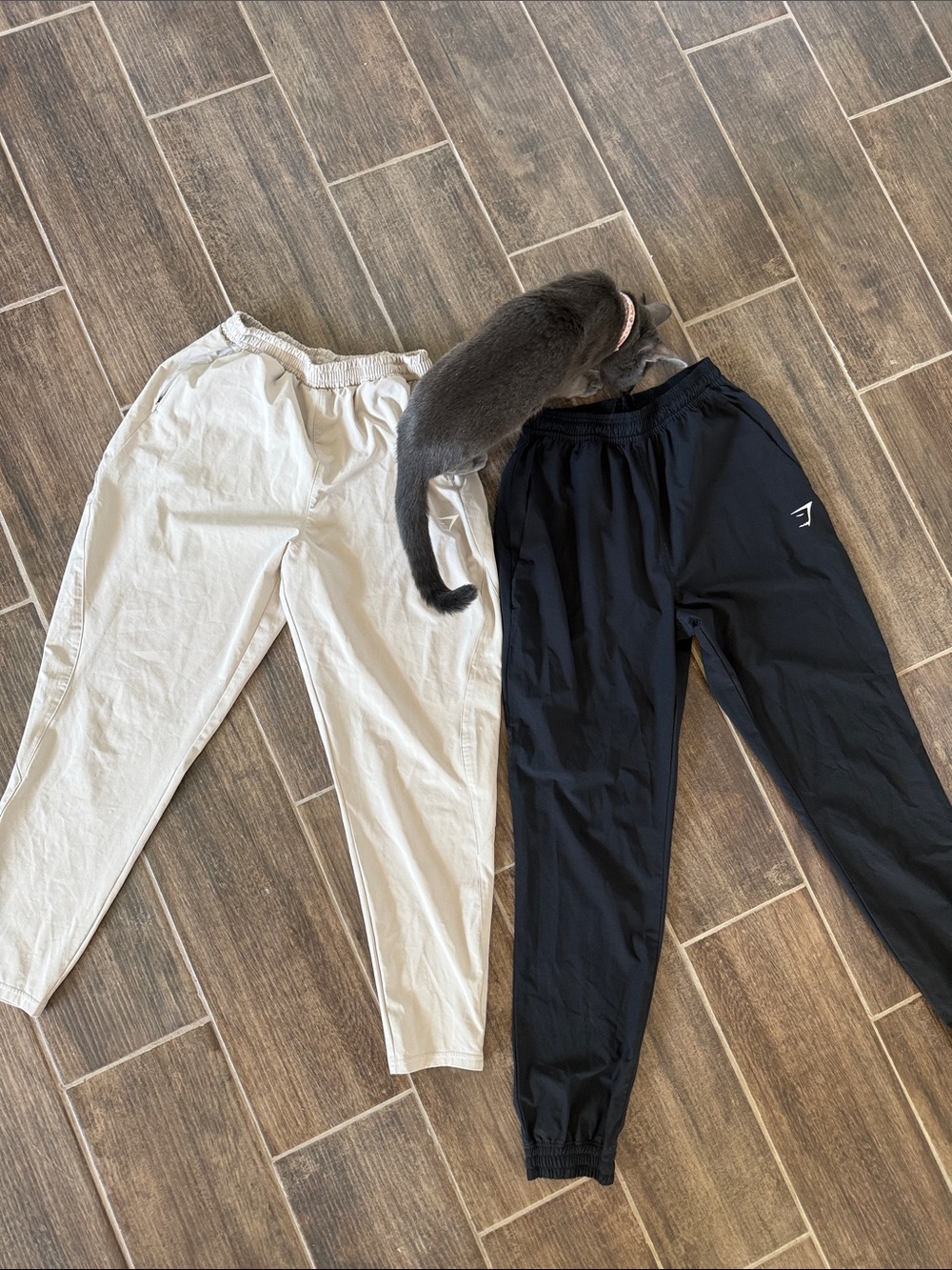 Gymshark Two Casual Drawstring Joggers - Black & Light Beige